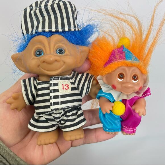 Vintage Trolls Dolls Jailbird & Clown lot of 2 - Picture 1 of 7